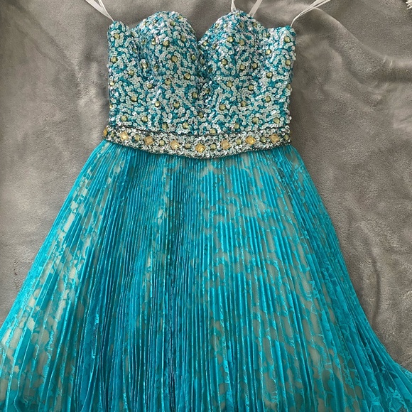 blue beaded sherri hill dress - Picture 1 of 3